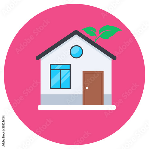 
Icon of a house having leaves depicting greenhouse
