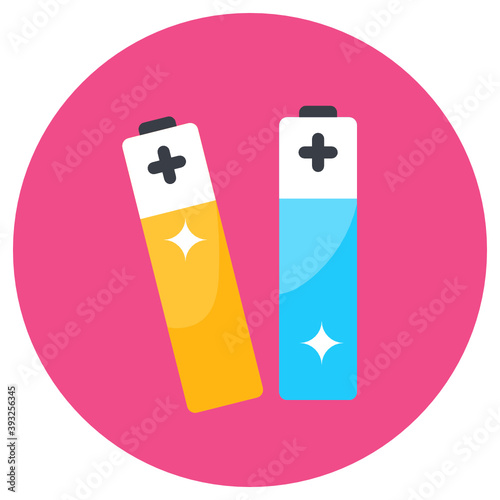 
Battery cells icon, flat design of rechargeable cells 
