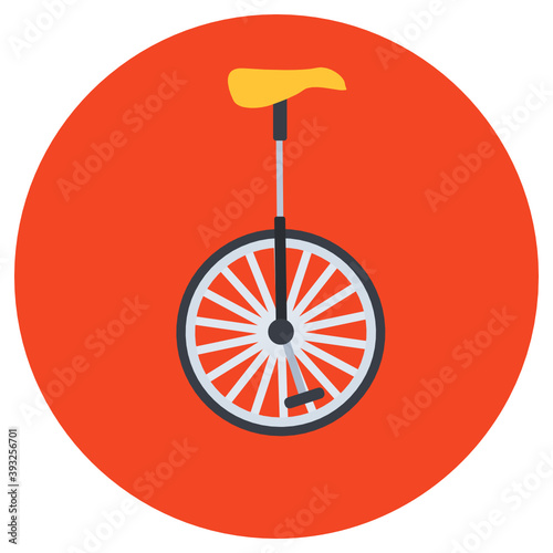 
One wheeled conveyance, flat vector of monowheel 
