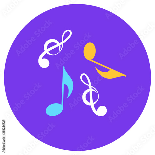 
Music notes, song, melody or tune flat vector icon for musical apps and websites
