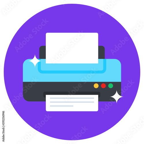
An electronic printer icon, flat rounded vector of printing machine 

