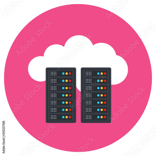 
Flat rounded icon of datacenter, data storage,
