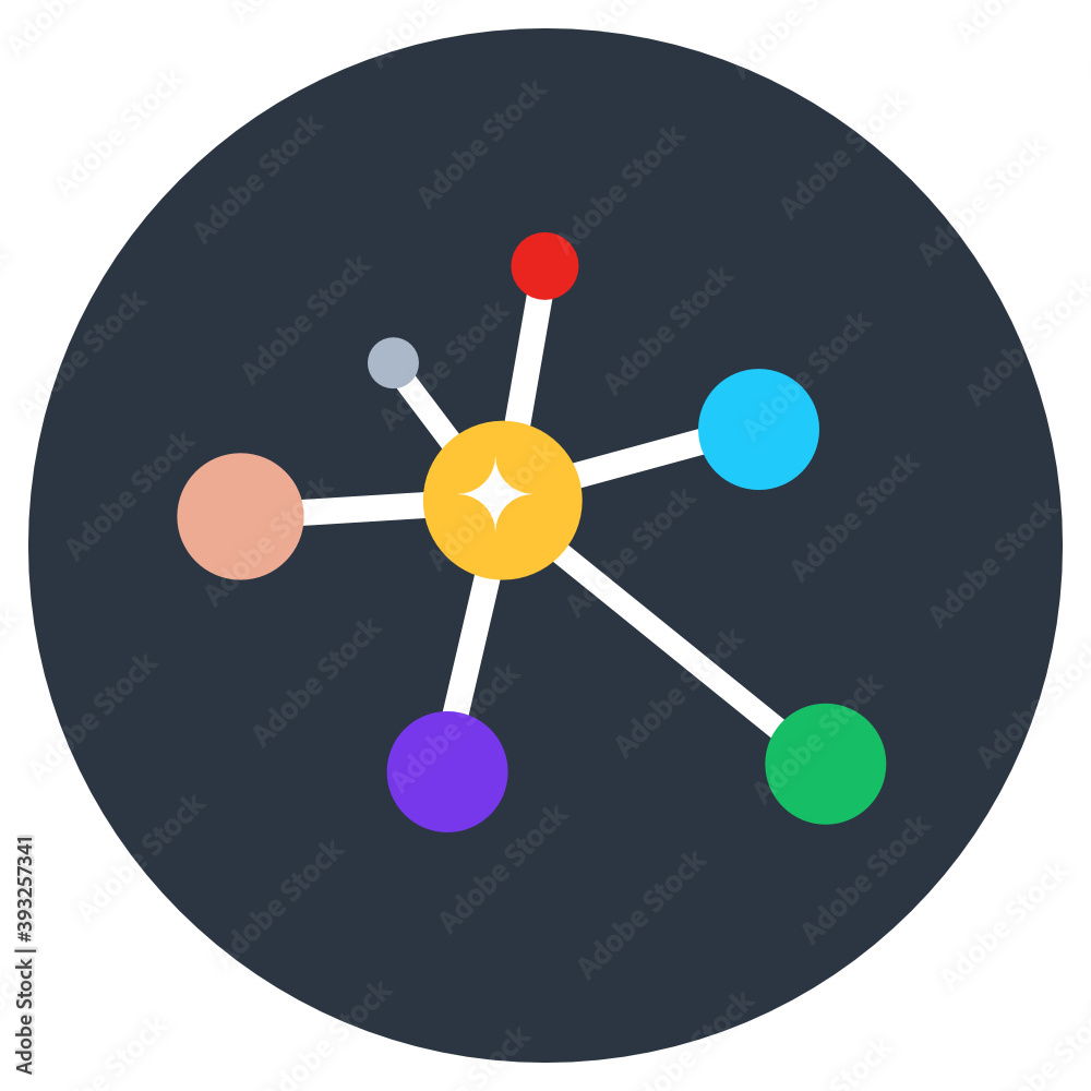 
Molecular structure, atom bond in flat rounded style 
