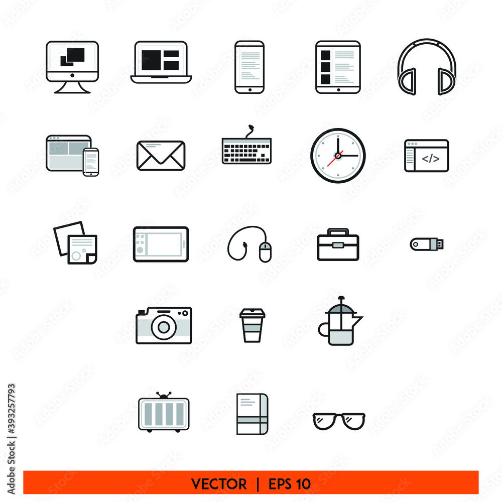 Icon vector graphic of work set, good for illustration pack