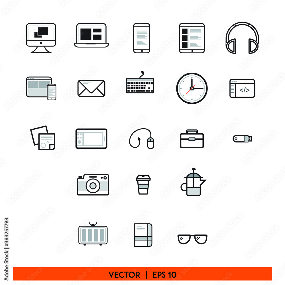 Icon vector graphic of work set, good for illustration pack Icon vector graphic of work set, good for illustration pack