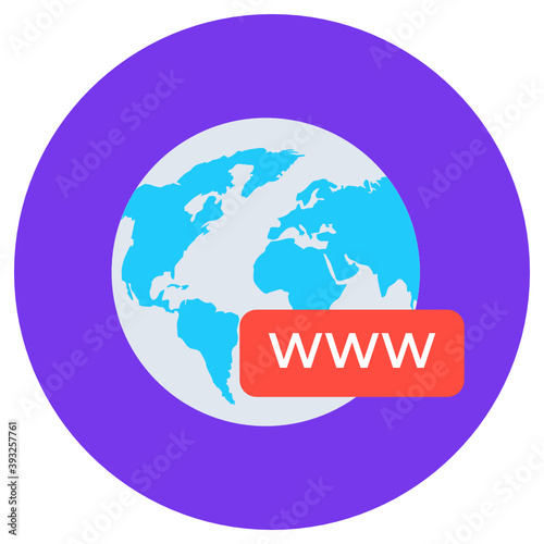 
World wide web icon, flat rounded vector 
