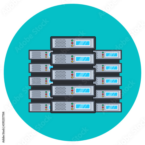 
Modern dataserver sync concept, irreversible arrows with datacenter 
