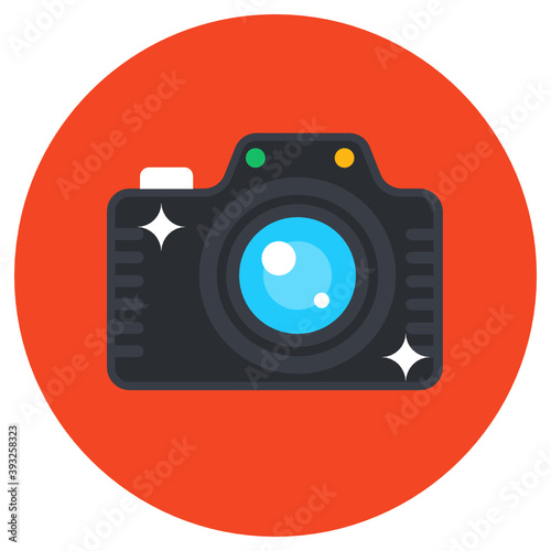 
Camera icon, flat rounded vector of photoshoot equipment
