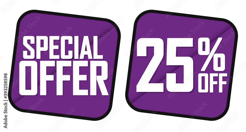 Special Offer, 25% off, sale banners design template, discount tags, vector illustration Special Offer, 25% off, sale banners design template, discount tags, vector illustration