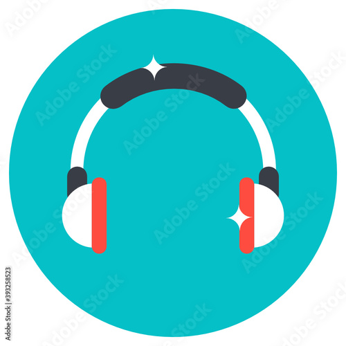 
Headphones vector style, headset in flat rounded style 
