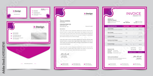 Corporate business branding identity, Stationery design, Letterhead, Business card, Invoice, Envelope design