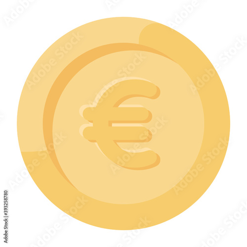 A vector of euro coin in modern flat style, european currency 