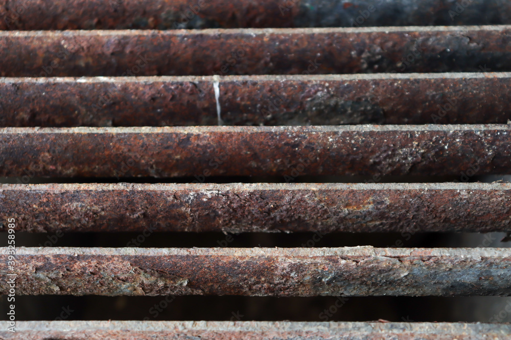 Red rust on the surface of the steel 