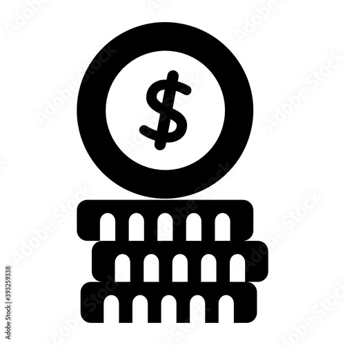 
Coins icon, vector of currency coins 
