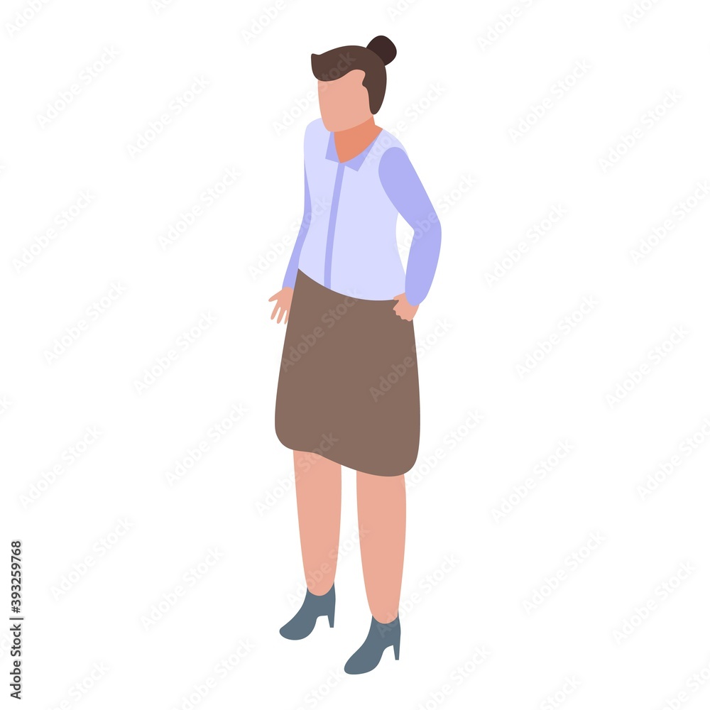 Fototapeta premium Bank woman worker icon. Isometric of bank woman worker vector icon for web design isolated on white background