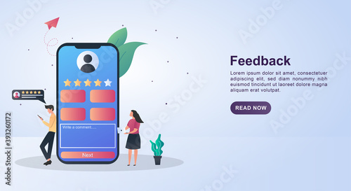 Illustration concept of feedback with the person who gave the star.