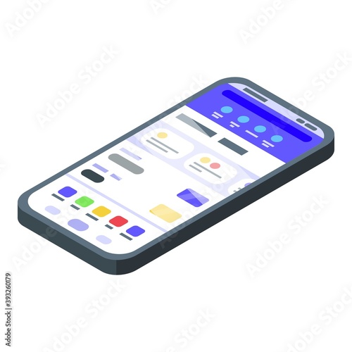 Smartphone web banking icon. Isometric of smartphone web banking vector icon for web design isolated on white background