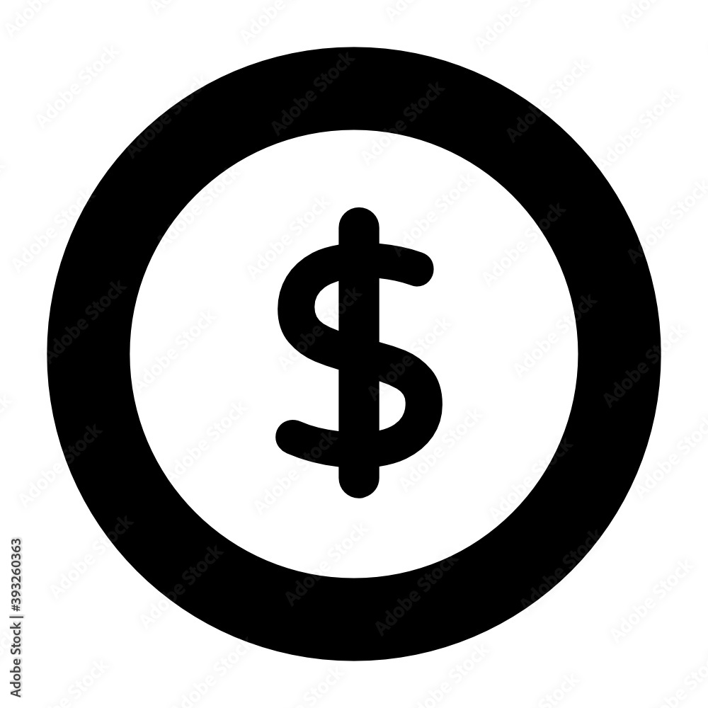 Dollar coin icon in editable style
Dollar coin icon in editable style
