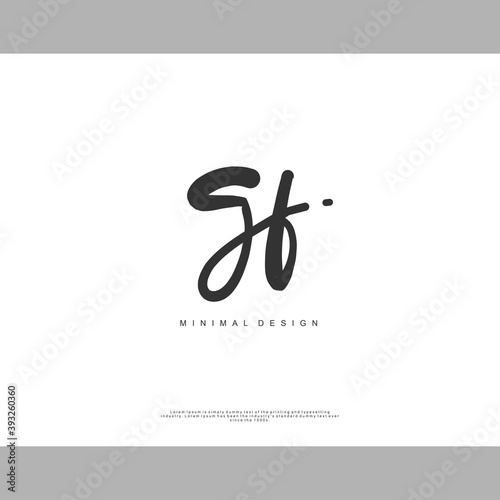 GF Initial handwriting or handwritten logo for identity. Logo with signature and hand drawn style.