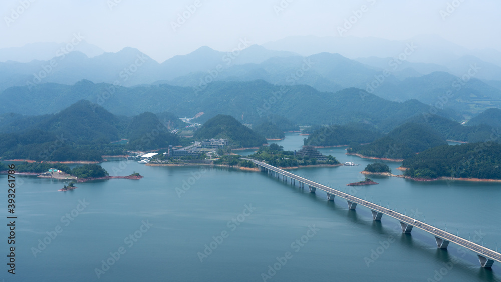 aerial view of Qiandao Hu lake,landmark of Zhejiang province,China