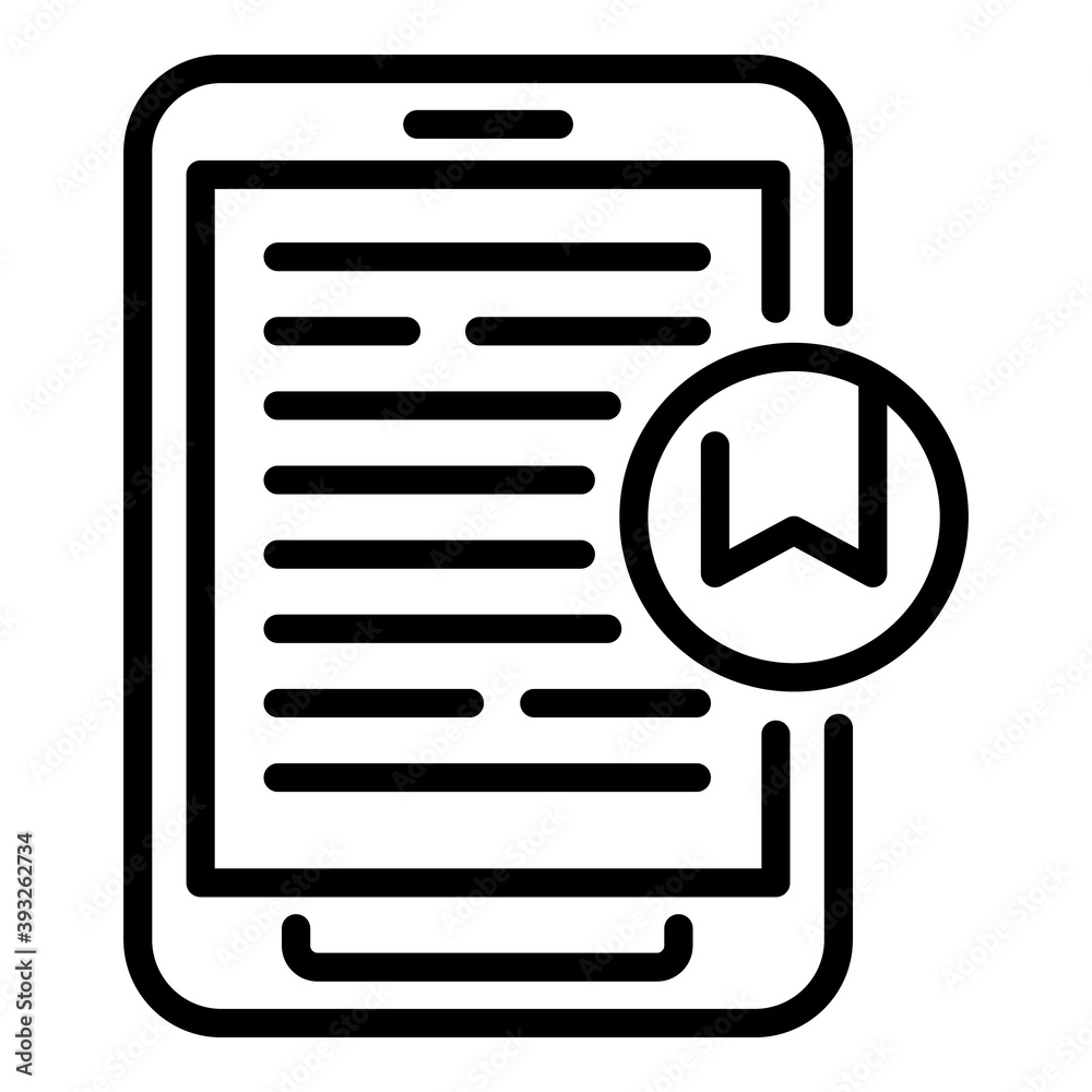 Ebook page mark icon. Outline ebook page mark vector icon for web design isolated on white background Ebook page mark icon. Outline ebook page mark vector icon for web design isolated on white background