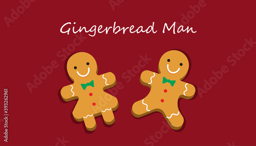 illustration vector flat cartoon isolated food of traditional ginherbread man and woman on white plate on merry christmas party season