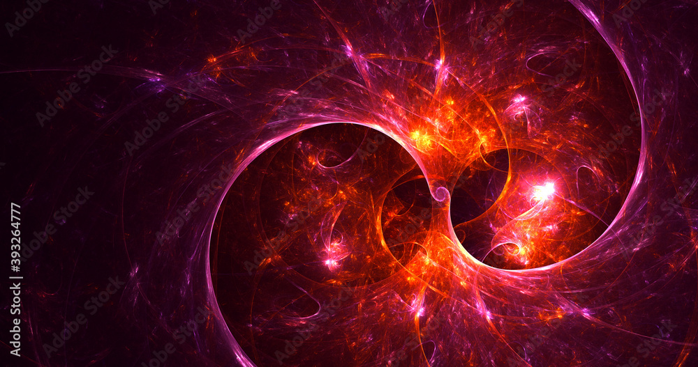 3D rendering abstract multicolor fractal light background
