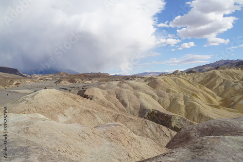 Storm clouds over Zabriskie Point at Death Valley National Park