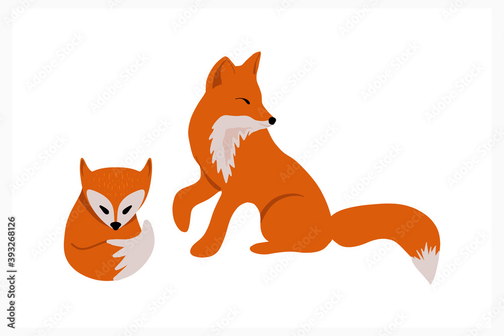 Fototapeta premium Doodle fox icon isolated on white. Animal cartoon. Vector stock illustration. EPS 10