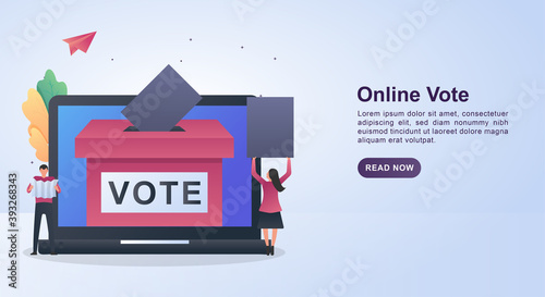 Illustration concept of online vote with the person holding the paper to vote.