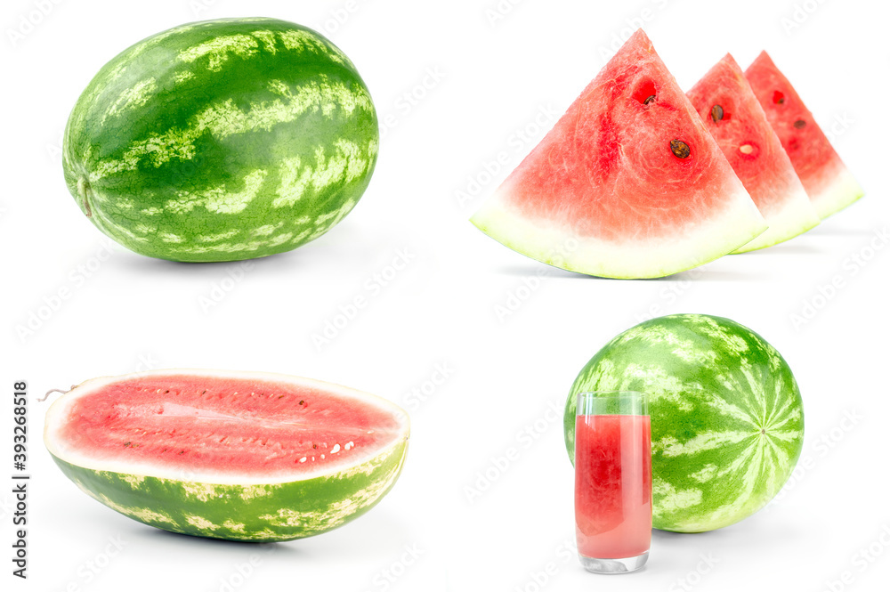 Set of Fresh watermelon isolated on a white background