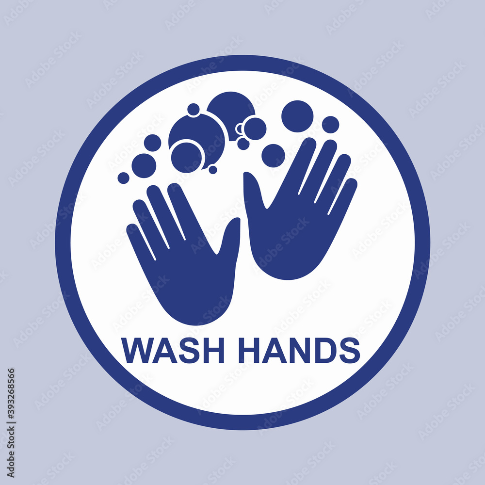 Obraz premium Healthcare infographic elements. Sign WASH HANDS. Vector illustration.