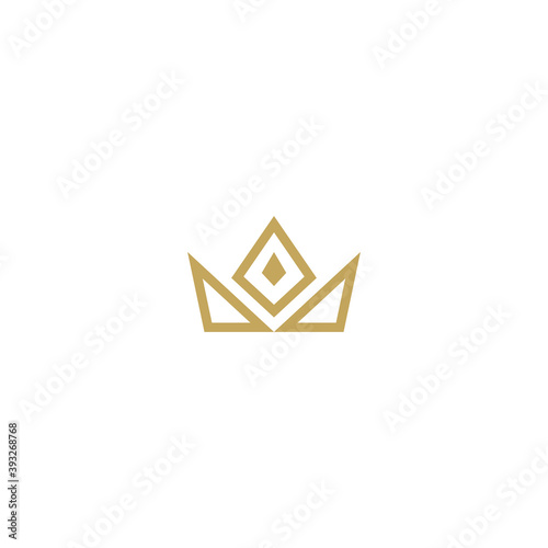 Gold crown icon isolated on white. Royal, luxury, vip, first class sign.