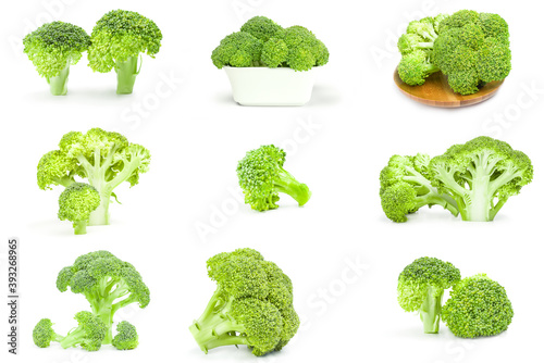 Group of broccoli floret isolated on a white background