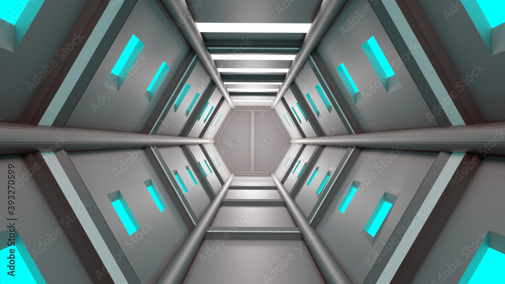 Obraz premium 3d rendering tunnel High tech technology sci-fi Abstract background