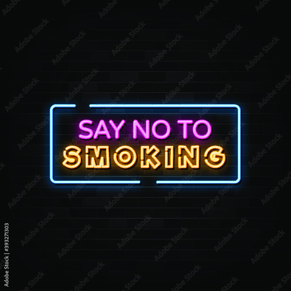 No smoking neon signs vector. Design template neon style