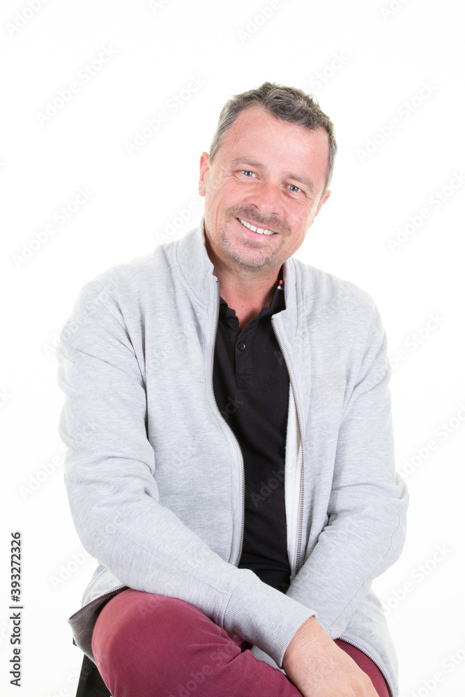 positive feeling portrait of happy handsome middle aged man smiling positive feeling portrait of happy handsome middle aged man smiling