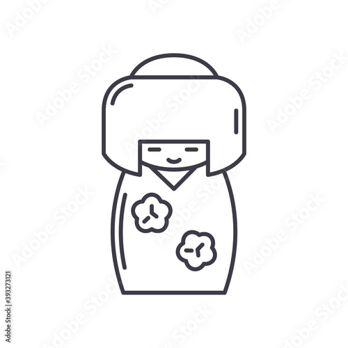 Kokeshi icon, linear isolated illustration, thin line vector, web design sign, outline concept symbol with editable stroke on white background.