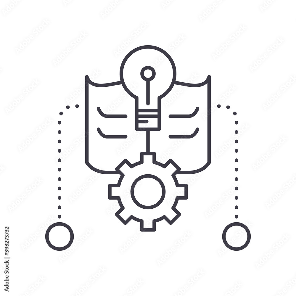 Knowledge management icon, linear isolated illustration, thin line vector, web design sign, outline concept symbol with editable stroke on white background. Knowledge management icon, linear isolated illustration, thin line vector, web design sign, outline concept symbol with editable stroke on white background.