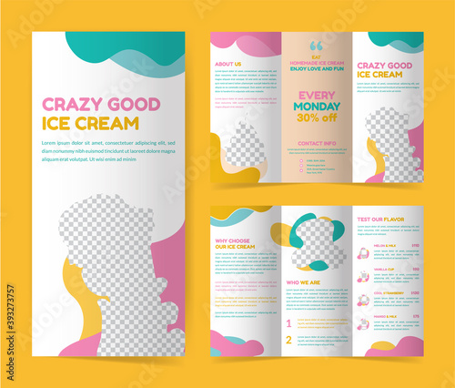 Ice-Cream Shop Trifold Brochure template , Trifold Brochure;