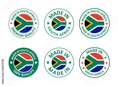 made in South Africa labels set, Republic of South Africa product emblem