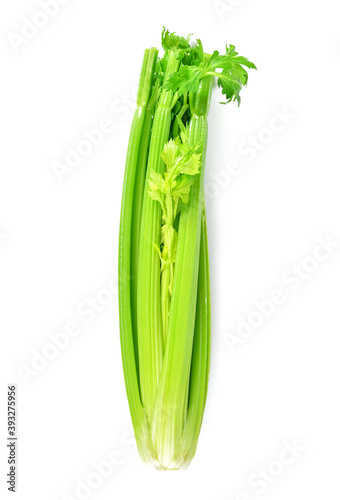 Celery isolated on white background. Top view
