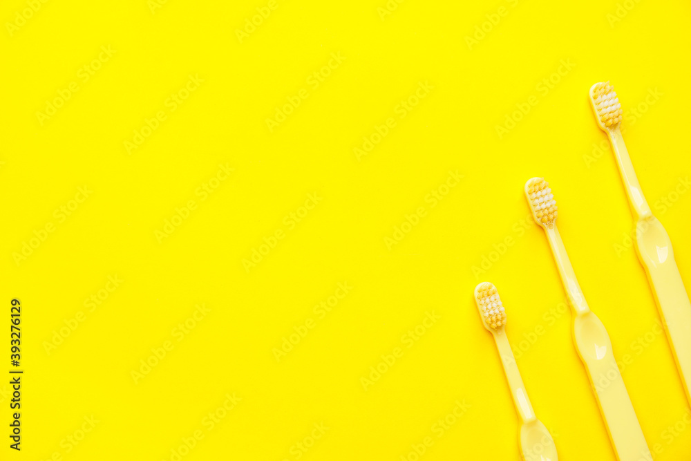 Toothbrushes on color background Toothbrushes on color background