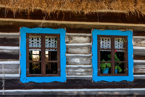 wooden window in rustic old peasant house