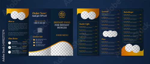 Trifold brochure for food menu template. fast food menu brochure template.