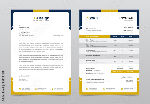 Corporate business letterhead and invoice template, Business Branding identity design template