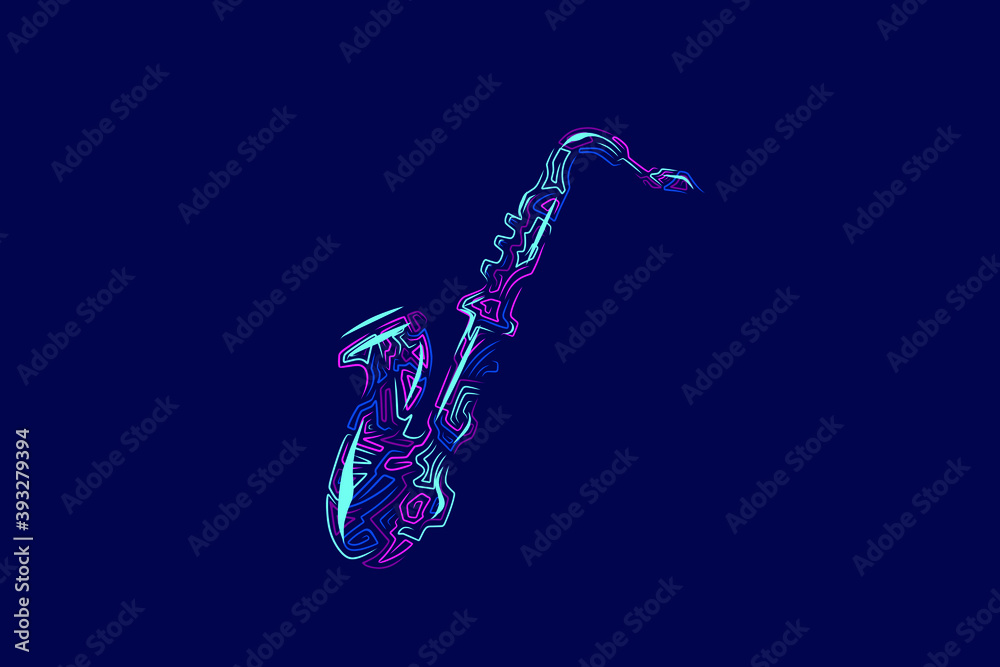 Fotografie Saxophone line art colorful logo design