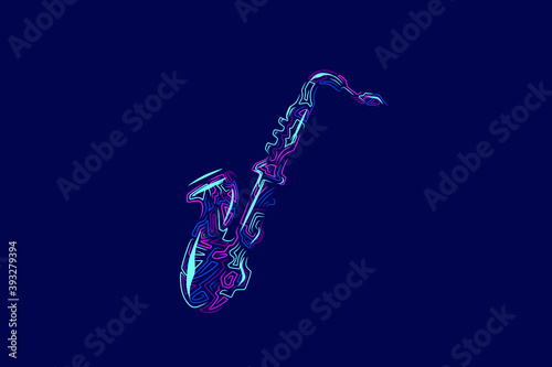 Saxophone line art colorful logo design. Abstract vector illustration. New graphic style