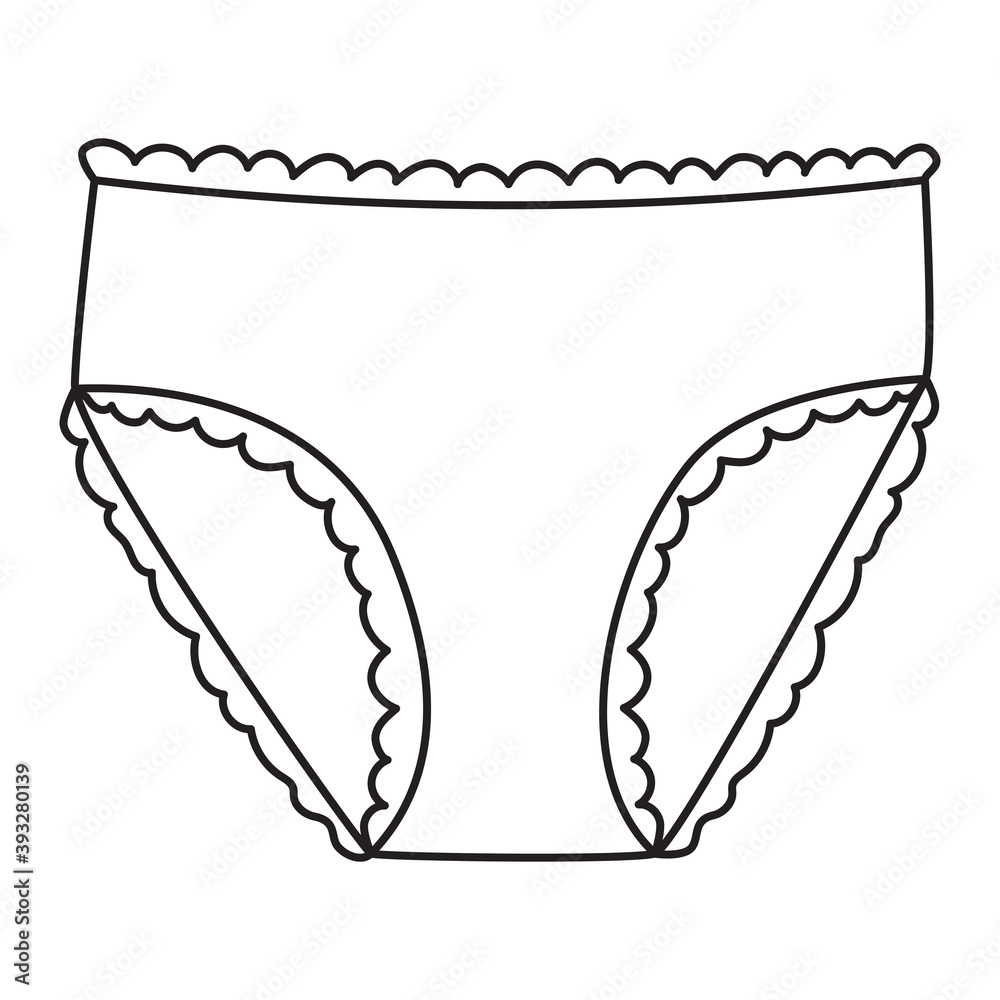 Stock Vector Graphics Contour Doodle Female Panties With Ruffles And Lace Cute Hand Drawn