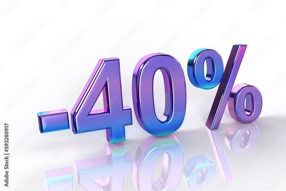 40 percent discount number in chrome violet and pink color. 40 percent discount number in chrome violet and pink color.